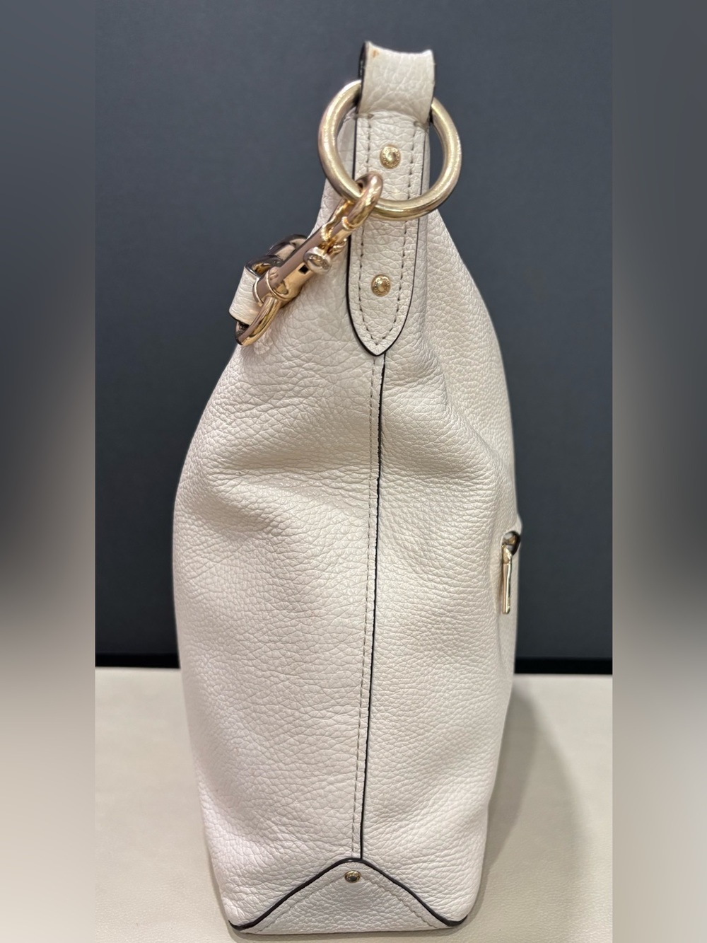 Coach Abby Hobo White Pebbled Leather Duffle F31507 Summer Wedding Bride Bridal - Picture 6 of 13